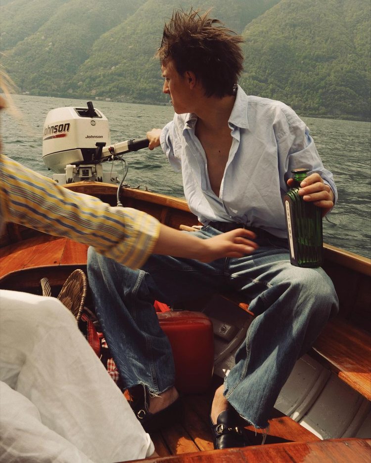 A 16 mm film still on a lake