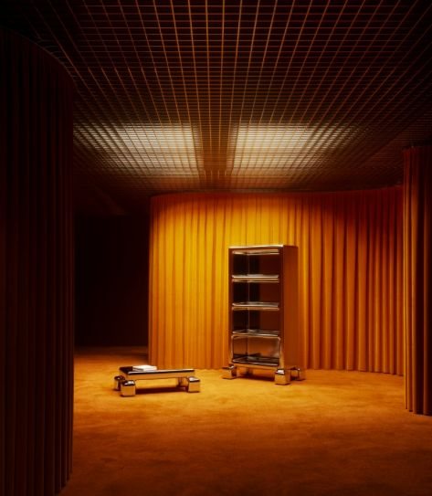 An orange lit room