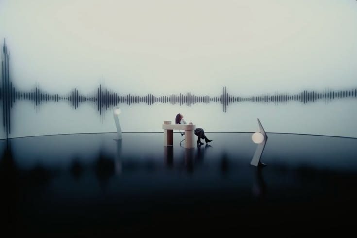 A grainy film frame of the sea